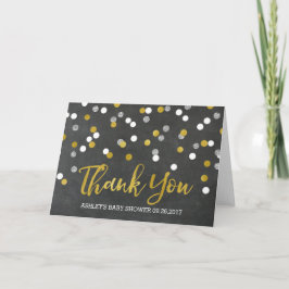 Chalkboard Silver Confetti Babydusche Vielen Dank Dankeskarte