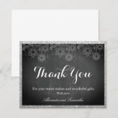 Chalkboard Silver Glitzer Snowflake Danke Karte (Vorne/Hinten)