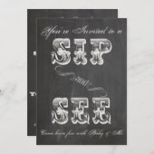 Chalkboard Sip and See Baby Showeinladung Einladung (Vorne/Hinten)