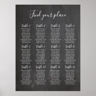Chalkboard Sitzkarte drucken. Moderne Hochzeit Poster