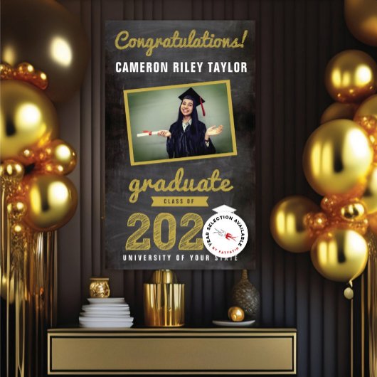 Chalkboard Sketch 2025 Foto Graduation Party Banner