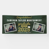 Chalkboard Sketch 2025 Two Foto Graduation Party Banner (Horizontal)