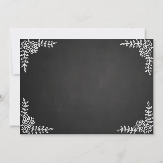 Chalkboard-Skript | Floral | Open House Abschluss Einladung (Rückseite)