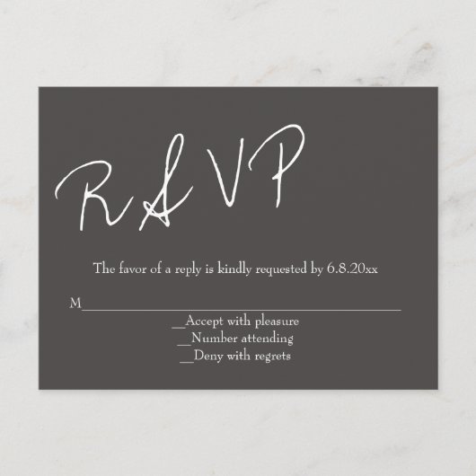 Chalkboard Skript Hochzeit rsvp Postkarten (Vorderseite)