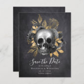 Chalkboard Skull Gold Halloween Save the Date (Vorne/Hinten)