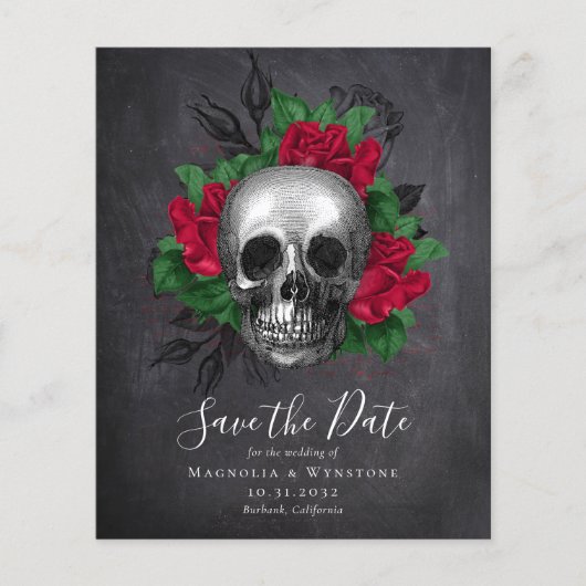 Chalkboard Skull Gothic Halloween Save the Date (Vorderseite)