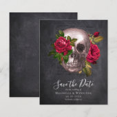 Chalkboard Skull Gothic Halloween Save the Date (Vorne/Hinten)