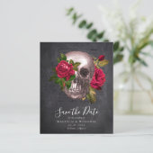 Chalkboard Skull Gothic Halloween Save the Date (Stehend Vorderseite)