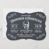Chalkboard Skull Halloween Cocktail Party Einladung (Vorderseite)
