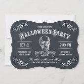 Chalkboard Skull Halloween Party Einladung (Vorderseite)