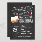 Chalkboard Sleepover Geburtstagsparty Einladungen (Vorne/Hinten)