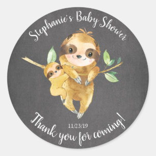 Chalkboard Sloth Baby Dusche Gefallen Sticker