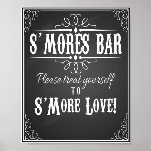 Chalkboard S'more Bar Hochzeitsfeier Druck Poster (Vorne)