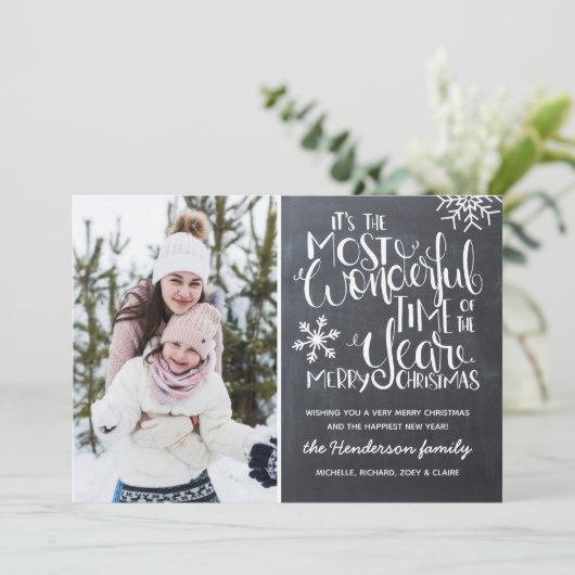 Chalkboard Snowflake Frohe Weihnachten Foto | (Stehend Vorderseite)