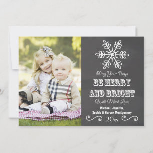 Chalkboard Snowflake Holiday Foto Card Feiertagskarte