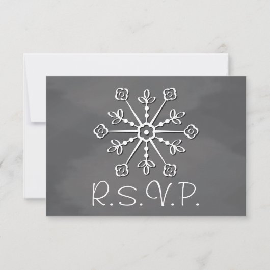 Chalkboard Snowflake Wedding RSVP Response Card Karte (Vorderseite)