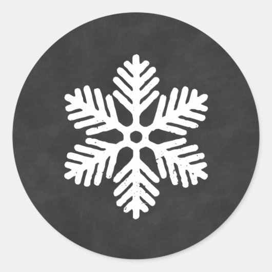 Chalkboard Snowflake Weihnachtsaufkleber Runder Aufkleber (Vorderseite)