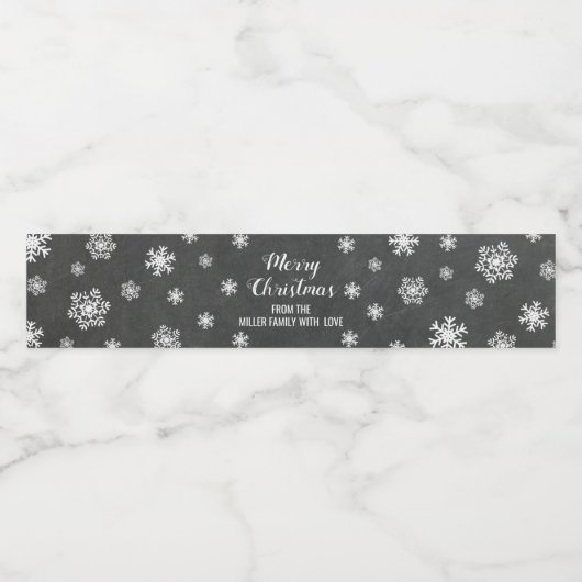 Chalkboard Snowflakes Custom Frohe Weihnachten Wasserflaschenetikett (Einzelnes Label)