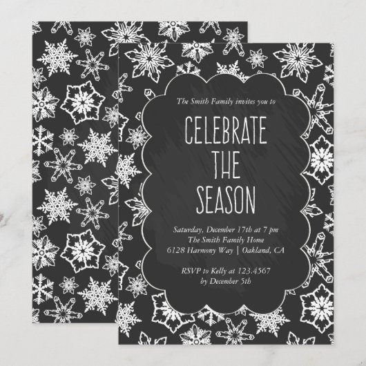 Chalkboard Snowflakes Einladung (Vorne/Hinten)