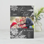 Chalkboard Snowflakes Weihnachtsfotokarte Feiertagskarte (Stehend Vorderseite)