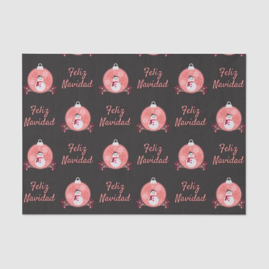 Chalkboard Snowman Feliz Navidad Seidenpapier (Vorderseite)