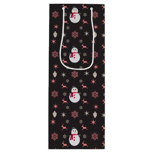 Chalkboard Snowman Navidad Geschenktüte Für Weinflaschen (Vorderseite)