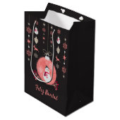 Chalkboard Snowman Navidad Mittlere Geschenktüte (Vorderseite Schrägansicht)