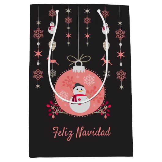 Chalkboard Snowman Navidad Mittlere Geschenktüte (Vorderseite)