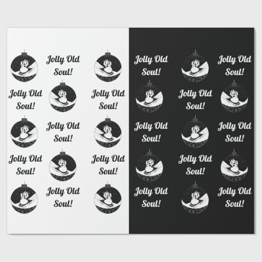 Chalkboard - Snowman - Schwarz / Weiß Geschenkpapier (Flach)