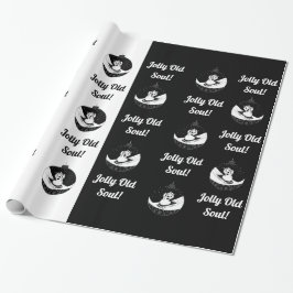 Chalkboard - Snowman - Schwarz / Weiß Geschenkpapier