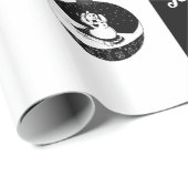 Chalkboard - Snowman - Schwarz / Weiß Geschenkpapier (Rolleneckpunkt)