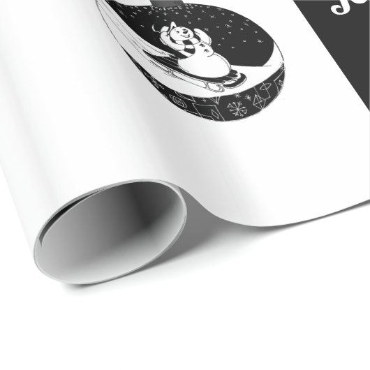 Chalkboard - Snowman - Schwarz / Weiß Geschenkpapier (Rolleneckpunkt)