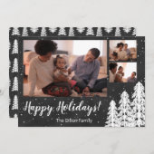 Chalkboard Snowy Pine Tree Holiday Feiertagskarte (Vorne/Hinten)