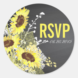 Chalkboard Sonnenblume Rustikale Hochzeitssaison R Runder Aufkleber