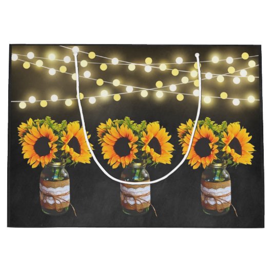 Chalkboard Sonnenblume Rustikale String Lights Ges Große Geschenktüte (Vorderseite)