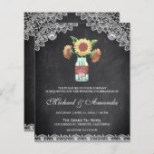 Chalkboard Sonnenblumen Budget Einladung Hochzeit (Vorne/Hinten)