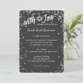 Chalkboard Sparkle Sky Bar Mitzvah Einladung (Stehend Vorderseite)
