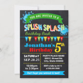 Chalkboard Splish Begrüßung Geburtstagsbash-Party Einladung (Vorderseite)