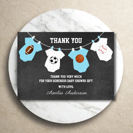 Chalkboard Sport Thema DANK SIE Baby Dusche Dankeskarte