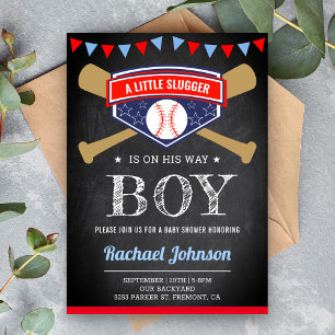 Chalkboard Sports Boy Baseball Baby Dusche Einladung