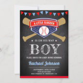 Chalkboard Sports Boy Baseball Baby Dusche Einladung (Vorderseite)