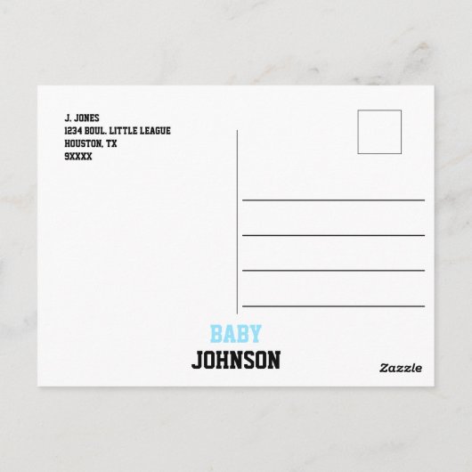 Chalkboard Sports Kleine ALL-STAR Babydusche Postkarte (Rückseite)