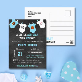 Chalkboard Sports Kleine ALL-STAR Babydusche Postkarte