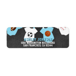 Chalkboard Sports Theme Blue Boy Baby Dusche