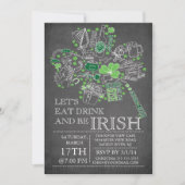 Chalkboard St. Patrick's Day Bash Dinner Party Einladung (Vorderseite)