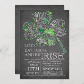 Chalkboard St. Patrick's Day Bash Dinner Party Einladung (Vorne/Hinten)