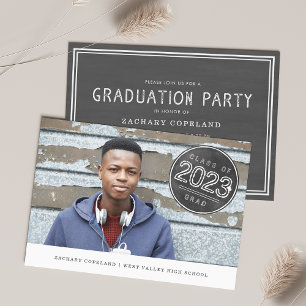 Chalkboard Stamp Photo Graduation Party Einladung
