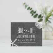 Chalkboard Starfish & Sand Dollar Save the Date Ankündigungspostkarte (Stehend Vorderseite)
