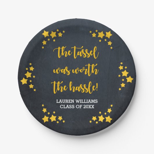 Chalkboard Stars Abschluss Personalisiert Pappteller (Vorderseite)