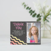 Chalkboard Stars Girl Birthday Foto Vielen Dank Postkarte (Stehend Vorderseite)